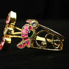 Panchi Kundan Gold-Toned Handcuff Bracelet