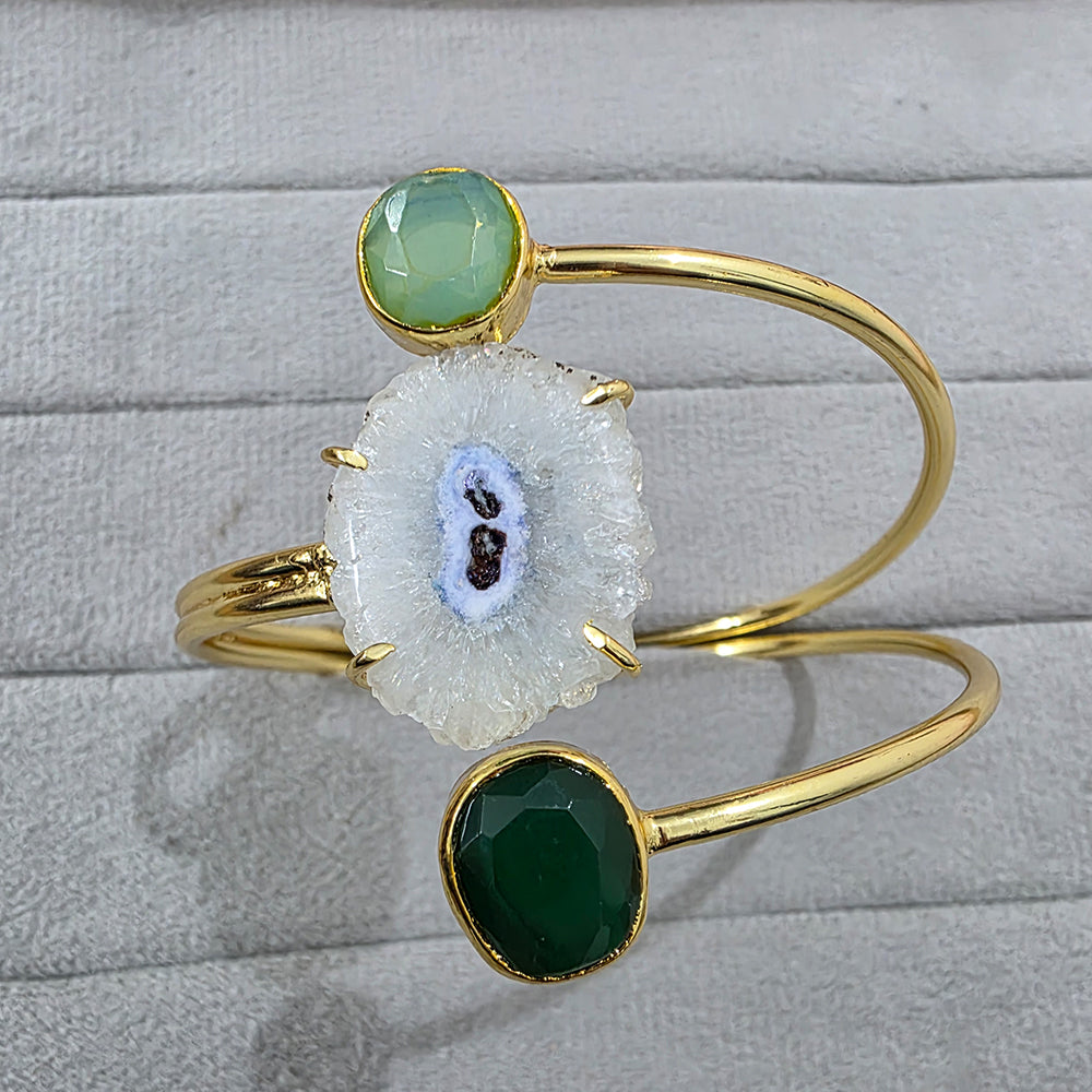 Trinity Agate Green Luxe Stone Handcuff Bracelet
