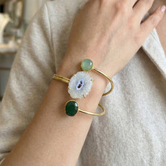 Trinity Agate Green Luxe Stone Handcuff Bracelet