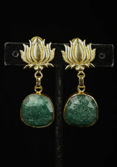 Emerald Green Lotus Motif Statement Necklace Set