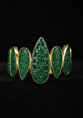 Green Carved Onyx Stone Handcuff Bracelet